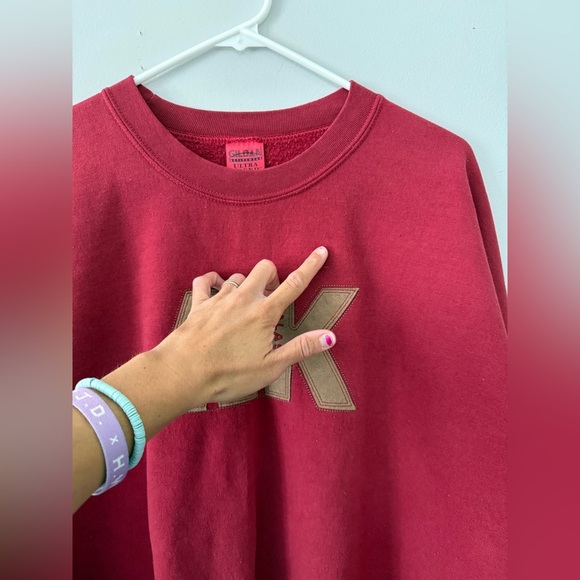 VTG Alaska Moose Sweatshirt Crewneck Red Brown Size L XL - Picture 3 of 7